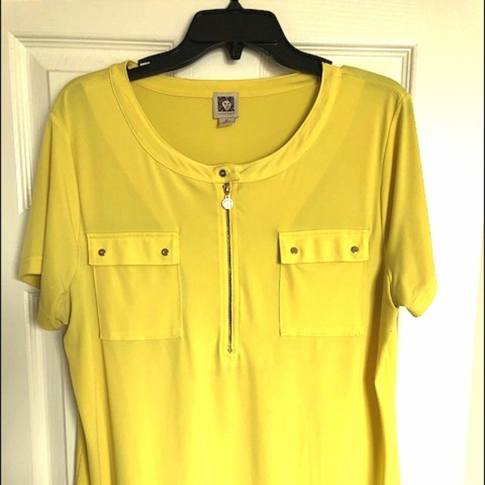 Yellow Quarter Zip Women's Anne Klein Blouse